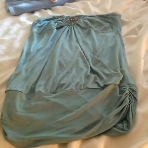 Green embellished tube top size medium very cute